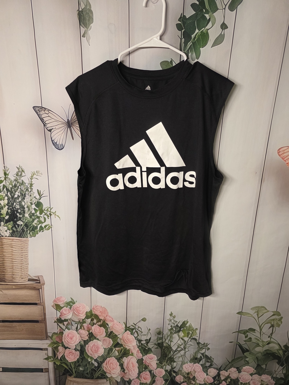 Bundle Of 3 Tank Tops Black Sleeveless Muscle Tee with White Logo